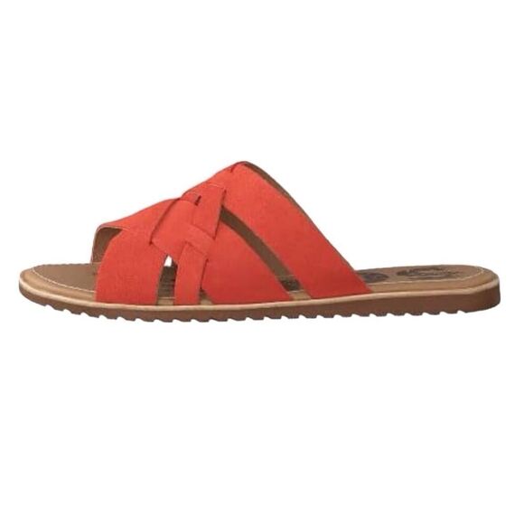 Sorel ELLA Orange Woven Suede Leather Slide Sandals - Picture 3 of 13